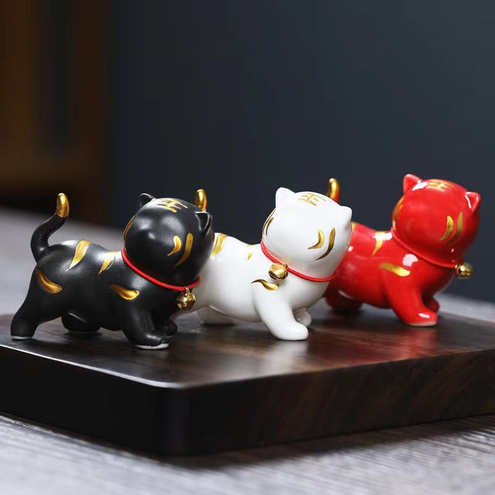 Buddha Stonesミニかわいい虎ティーペットセラミックホームデスク置物装飾 - image 0