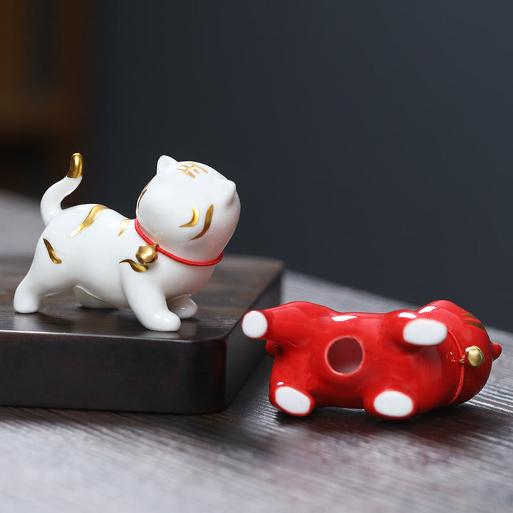 Buddha Stonesミニかわいい虎ティーペットセラミックホームデスク置物装飾 - image 8