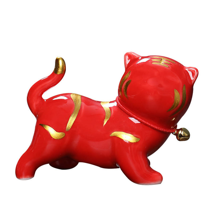 Buddha Stonesミニかわいい虎ティーペットセラミックホームデスク置物装飾 - image 9