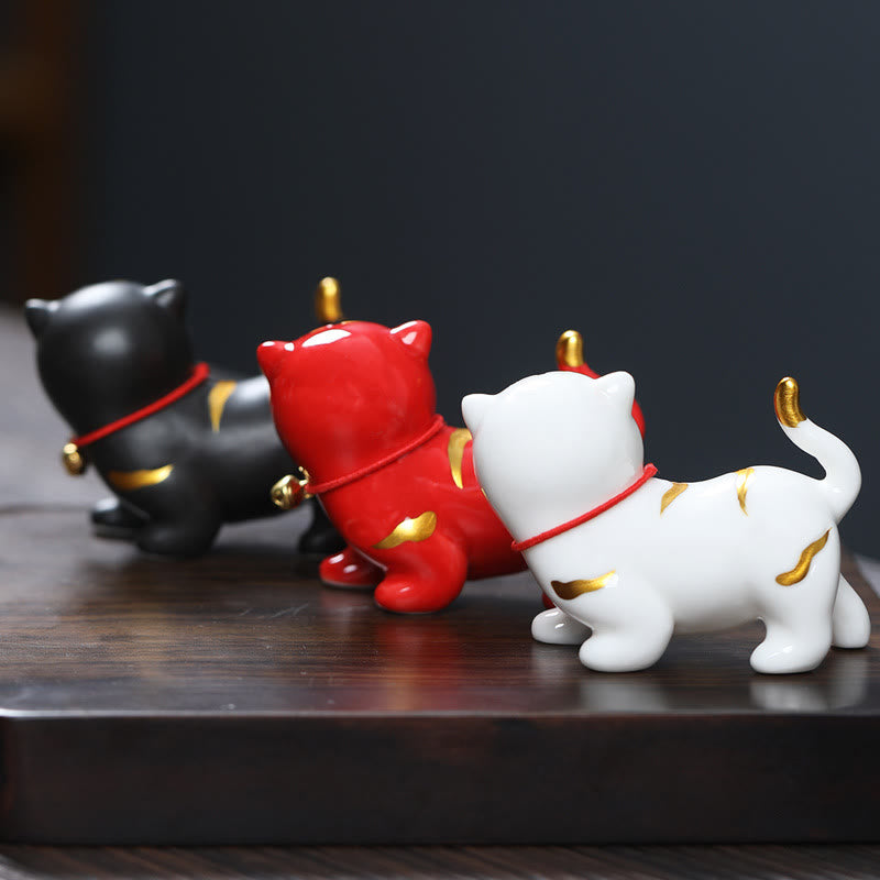 Buddha Stonesミニかわいい虎ティーペットセラミックホームデスク置物装飾 - image 1