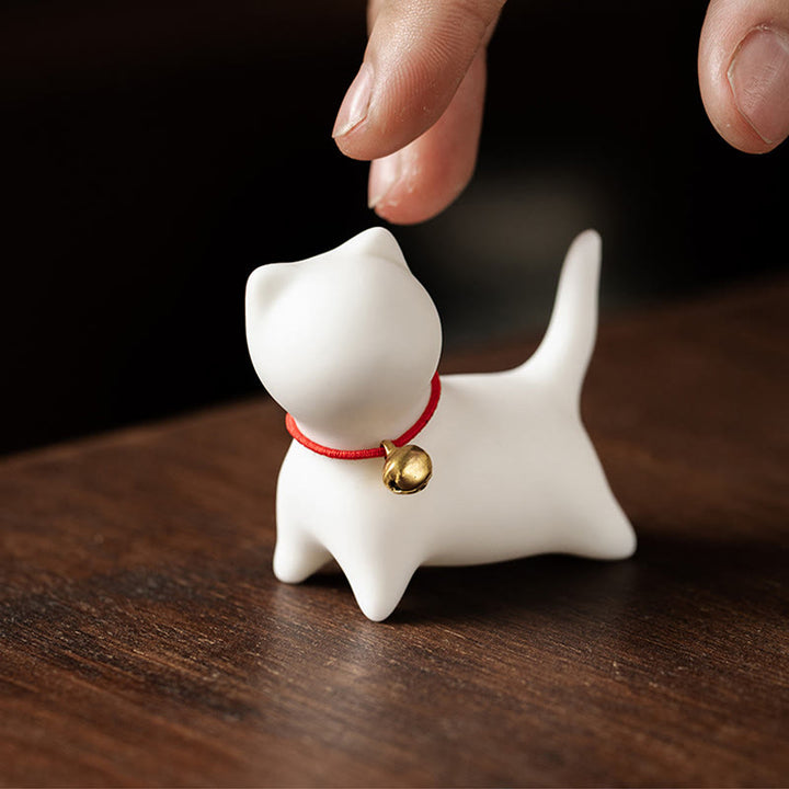 Buddha Stonesミニかわいい立ったり横たわったりの猫のティーペット陶器ホームデスクの置物装飾 - image 7