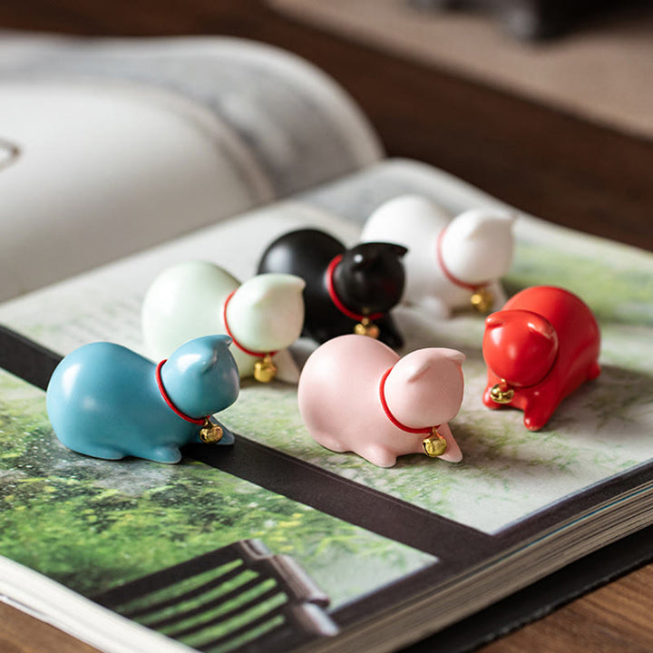 Buddha Stonesミニかわいい立ったり横たわったりの猫のティーペット陶器ホームデスクの置物装飾 - image 18