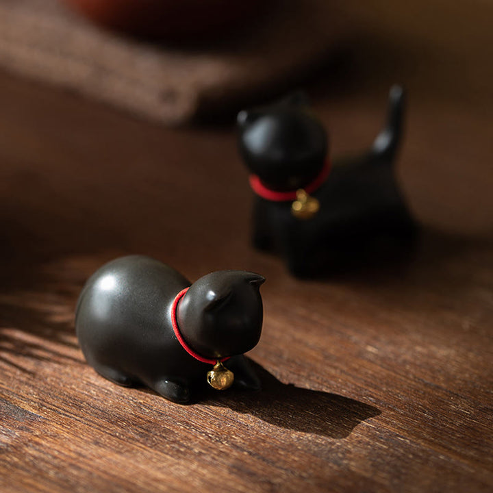 Buddha Stonesミニかわいい立ったり横たわったりの猫のティーペット陶器ホームデスクの置物装飾 - image 25