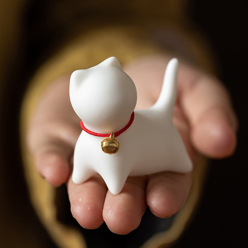 Buddha Stonesミニかわいい立ったり横たわったりの猫のティーペット陶器ホームデスクの置物装飾 - image 8