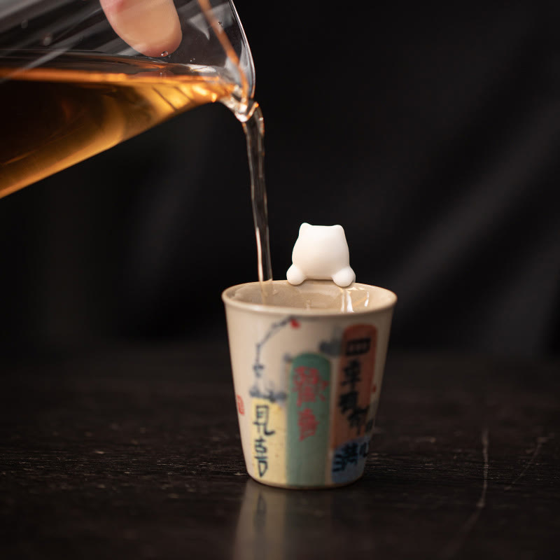 Buddha Stonesミニ吊り下げ白猫ティーペット陶器ホームデスク置物装飾 - image 8