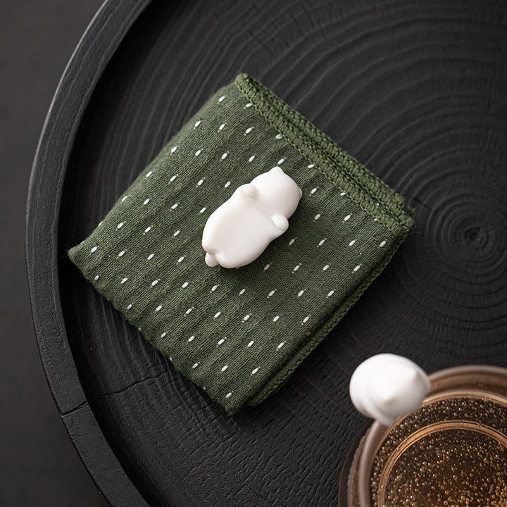 Buddha Stonesミニ吊り下げ白猫ティーペット陶器ホームデスク置物装飾 - image 11