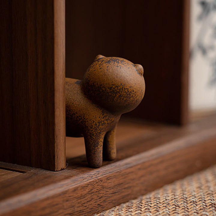 Buddha Stonesミニスタンディングキャット風水カエルヒキガエルティーペットセラミックホームデスク置物装飾 - image 5