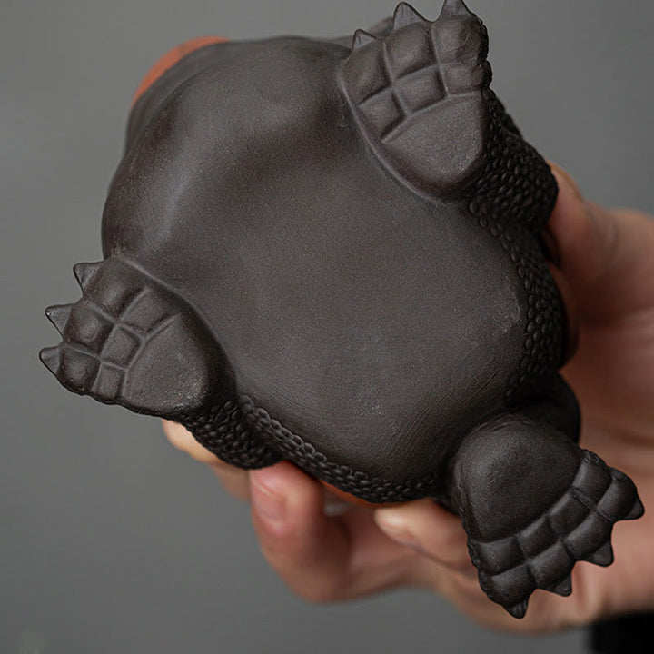 Buddha Stones風水 カエル ヒキガエル 銅貨 陶器 紫粘土 富 家庭用 ティーペット 置物 装飾