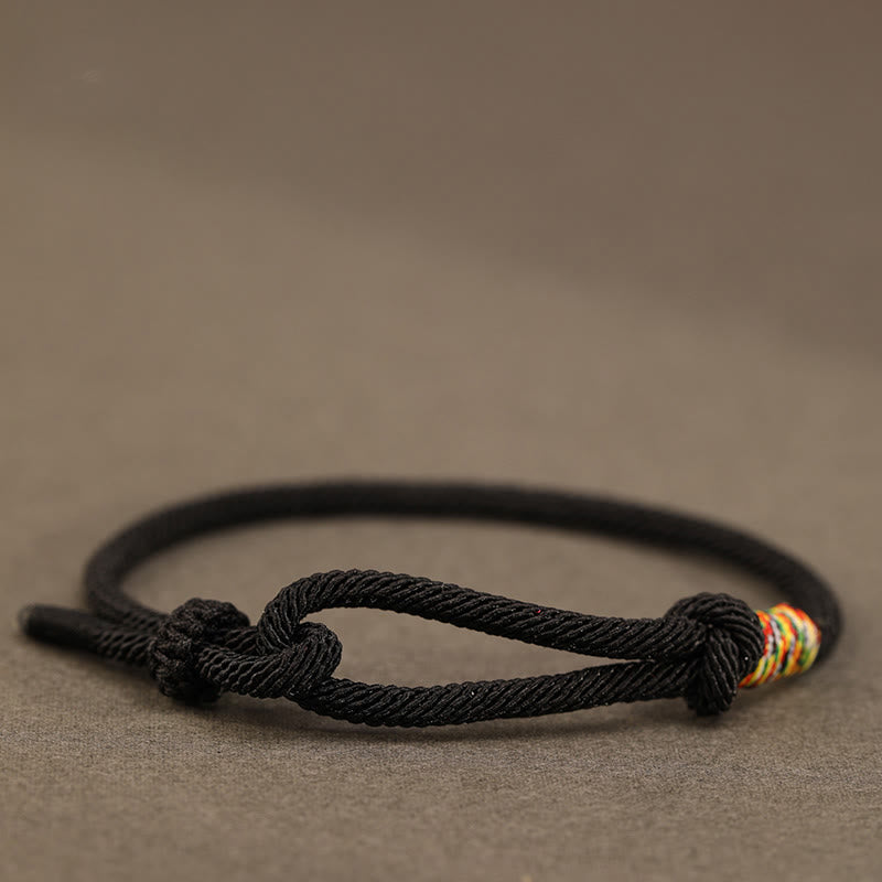 Buddha Stones赤紐925スターリングシルバー 999スターリングシルバー コイン幸運ブレスレット - 黒い紐 - カラフルな紐 - 16～17cm - image 4