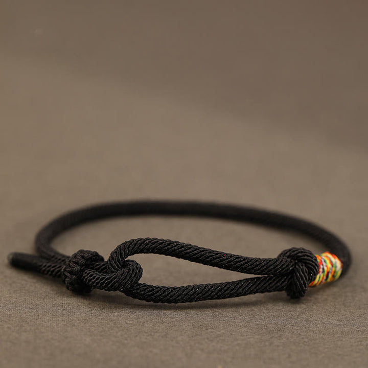 Buddha Stones赤紐925スターリングシルバー 999スターリングシルバー コイン幸運ブレスレット - 黒い紐 - カラフルな紐 - 16～17cm - image 4