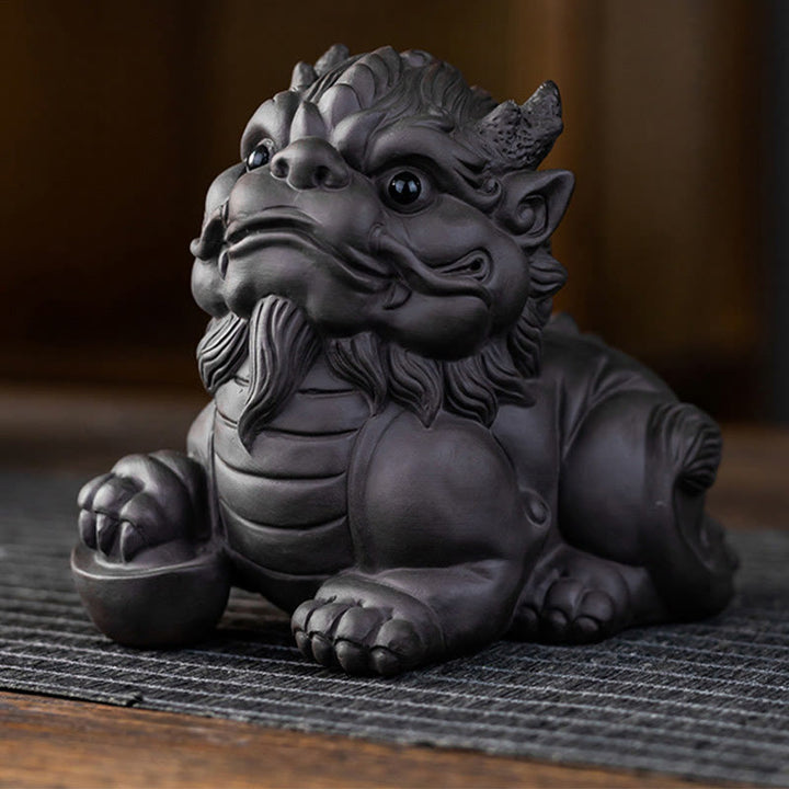 Buddha Stonesインゴット ボール 紫粘土 陶器 ティーペット 富 家 置物 装飾 - PiXiuインゴット 11.5*7.5*10cm - image 3