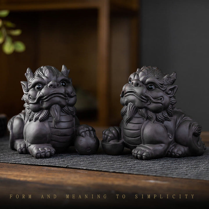 Buddha Stonesインゴット ボール 紫粘土 陶器 ティーペット 富 家 置物 装飾 - image 2