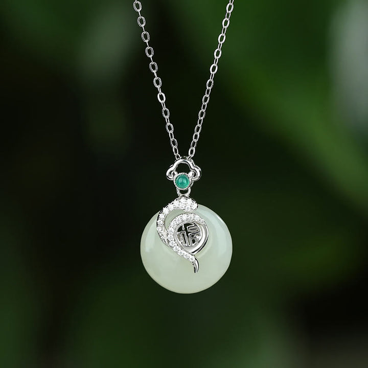 Buddha Stones925 スターリングシルバー 福文字 和田翡翠 平和バックル 蛇年 幸運 ネックレス ペンダント