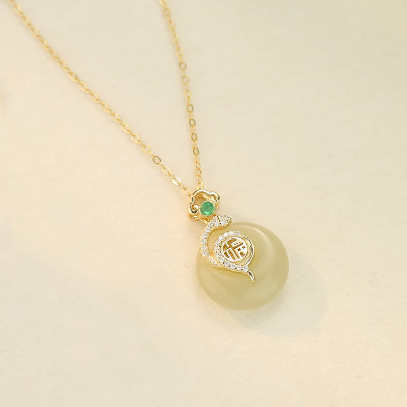 Buddha Stones925 スターリングシルバー 福文字 和田翡翠 平和バックル 蛇年 幸運 ネックレス ペンダント