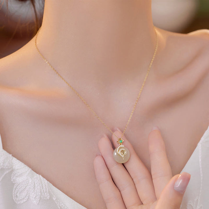 Buddha Stones925 スターリングシルバー 福文字 和田翡翠 平和バックル 蛇年 幸運 ネックレス ペンダント