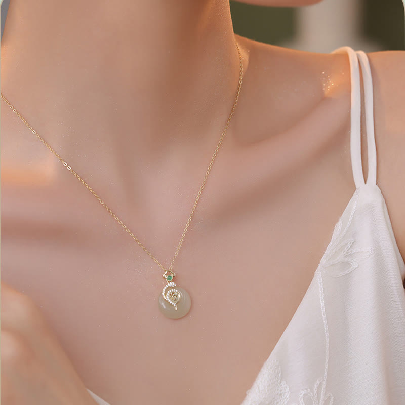 Buddha Stones925 スターリングシルバー 福文字 和田翡翠 平和バックル 蛇年 幸運 ネックレス ペンダント