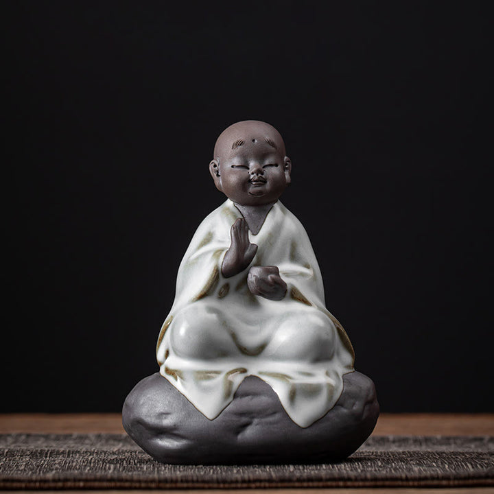 Buddha Stones小さな禅僧帽子ストレーナー 陶器製 ティーアクセサリー 置物 室内装飾
