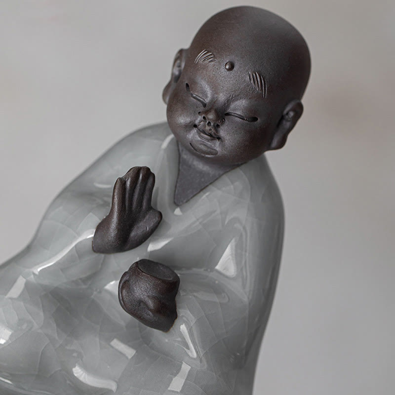 Buddha Stones小さな禅僧帽子ストレーナー 陶器製 ティーアクセサリー 置物 室内装飾