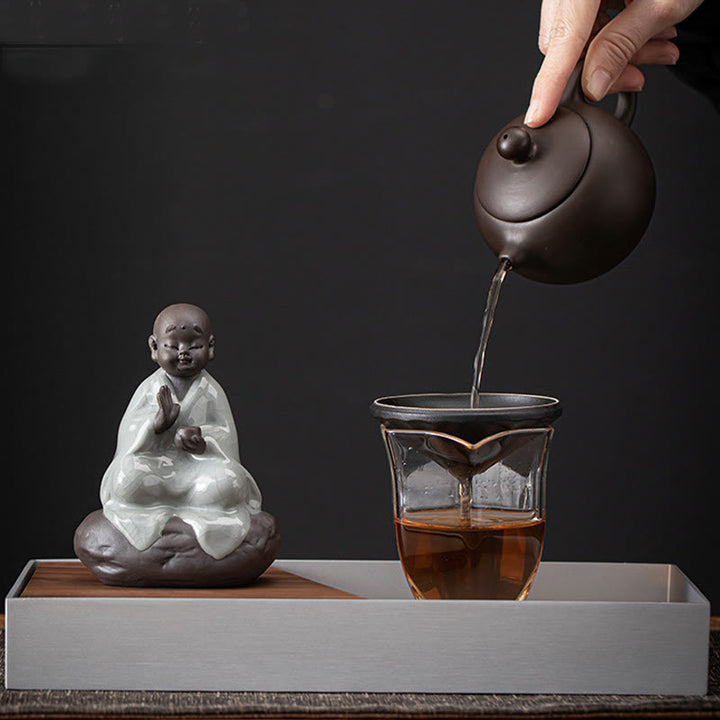 Buddha Stones小さな禅僧帽子ストレーナー 陶器製 ティーアクセサリー 置物 室内装飾