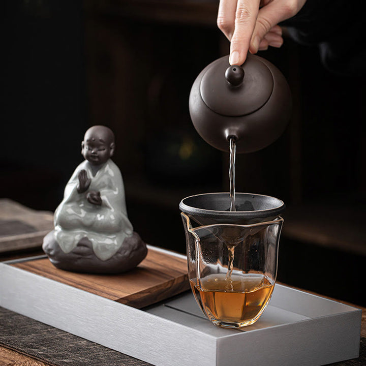 Buddha Stones小さな禅僧帽子ストレーナー 陶器製 ティーアクセサリー 置物 室内装飾
