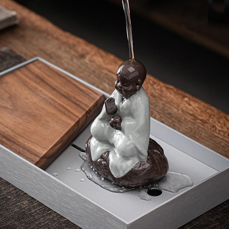 Buddha Stones小さな禅僧帽子ストレーナー 陶器製 ティーアクセサリー 置物 室内装飾 - image 9