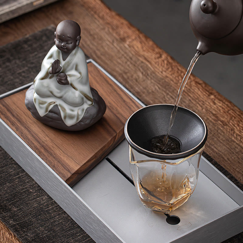 Buddha Stones小さな禅僧帽子ストレーナー 陶器製 ティーアクセサリー 置物 室内装飾
