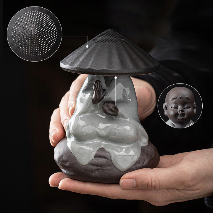 Buddha Stones小さな禅僧帽子ストレーナー 陶器製 ティーアクセサリー 置物 室内装飾 - image 15
