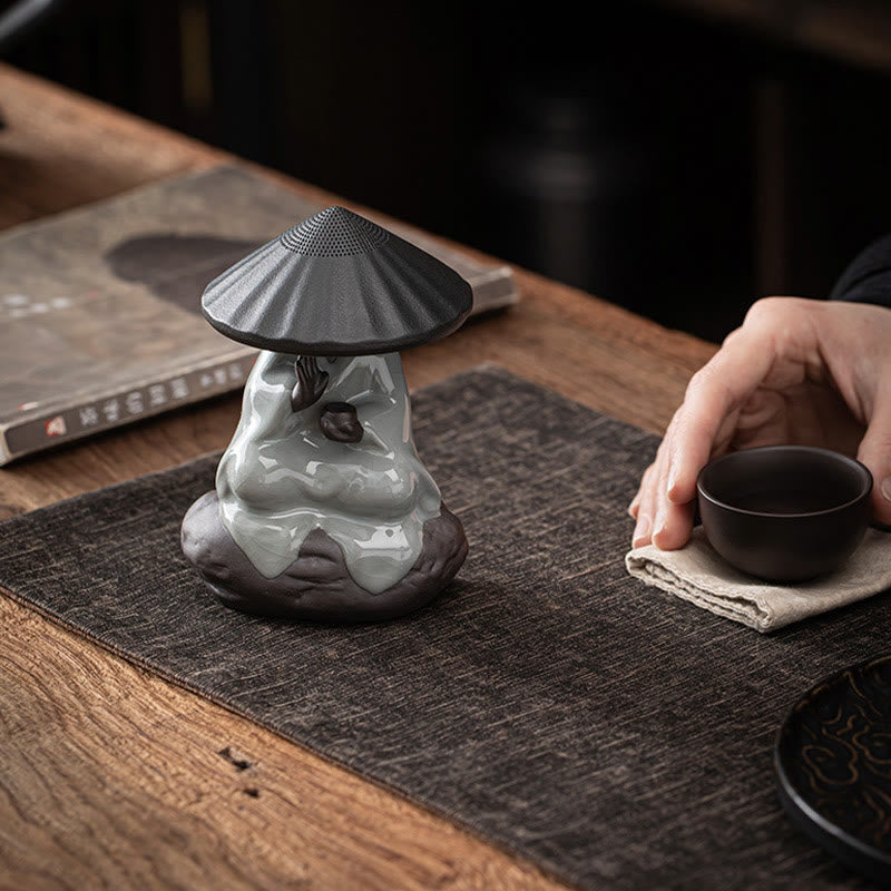 Buddha Stones小さな禅僧帽子ストレーナー 陶器製 ティーアクセサリー 置物 室内装飾