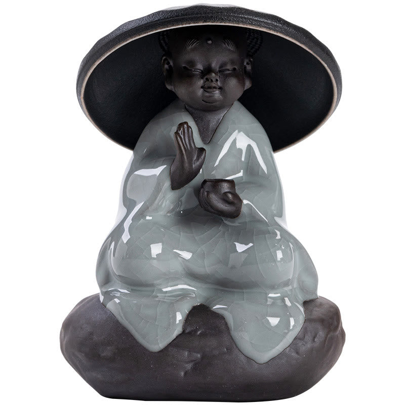 Buddha Stones小さな禅僧帽子ストレーナー 陶器製 ティーアクセサリー 置物 室内装飾