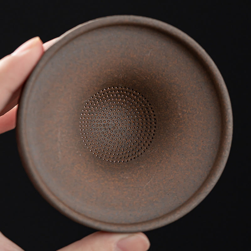 Buddha Stones小さな茶色の僧侶の帽子のストレーナー 陶器のティーアクセサリーの置物 禅の家の机の装飾