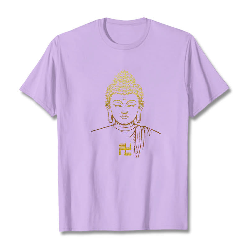 Buddha Stones卍柄 黄金仏 コットンTシャツ - 梅 - 2XL - image 14