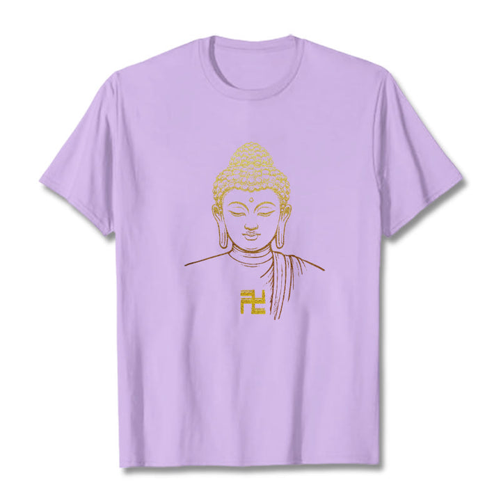 Buddha Stones卍柄 黄金仏 コットンTシャツ - 梅 - 2XL - image 14