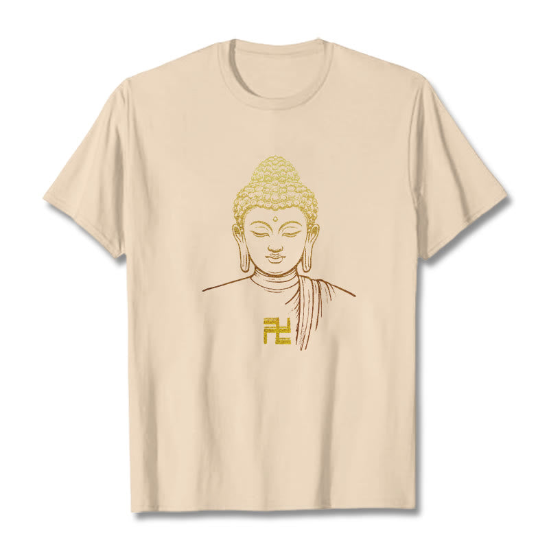 Buddha Stones卍柄 黄金仏 コットンTシャツ - ビスク - 2XL - image 10