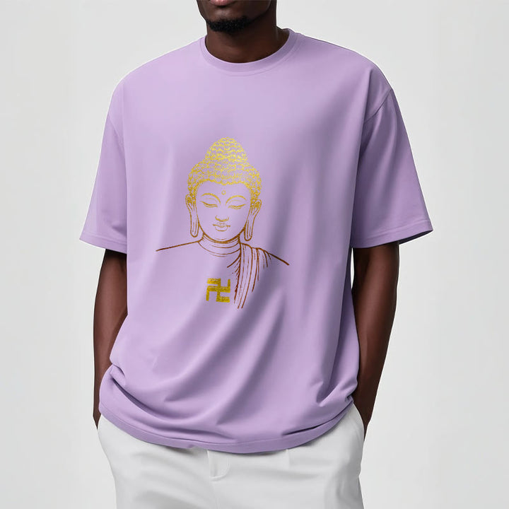 Buddha Stones卍柄 黄金仏 コットンTシャツ - image 16