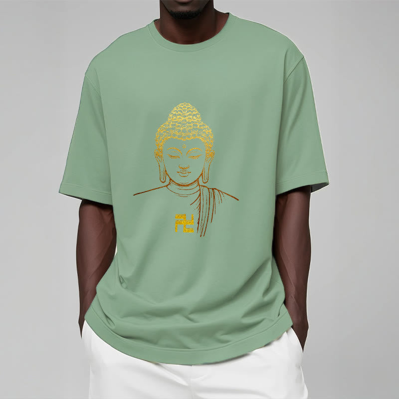 Buddha Stones卍柄 黄金仏 コットンTシャツ - image 13