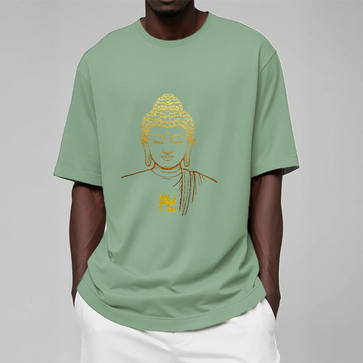 Buddha Stones卍柄 黄金仏 コットンTシャツ - image 13