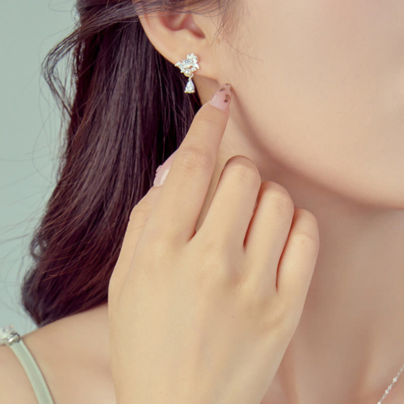 Buddha Stones和田翡翠 925 スターリングシルバー キュービックジルコニア パール アバンダンス イヤリング  - image 3