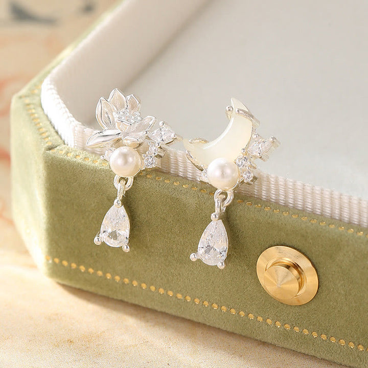 Buddha Stones和田翡翠 925 スターリングシルバー キュービックジルコニア パール アバンダンス イヤリング  - 和田翡翠 925 スターリングシルバー - image 0