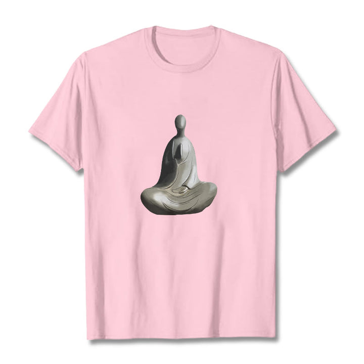 Buddha Stonesグレー無形の仏柄コットンTシャツ - ライトピンク - 2XL - image 18