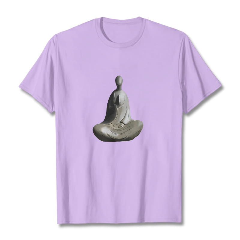 Buddha Stonesグレー無形の仏柄コットンTシャツ - 梅 - 2XL - image 17
