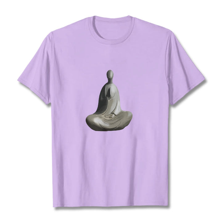 Buddha Stonesグレー無形の仏柄コットンTシャツ - 梅 - 2XL - image 16