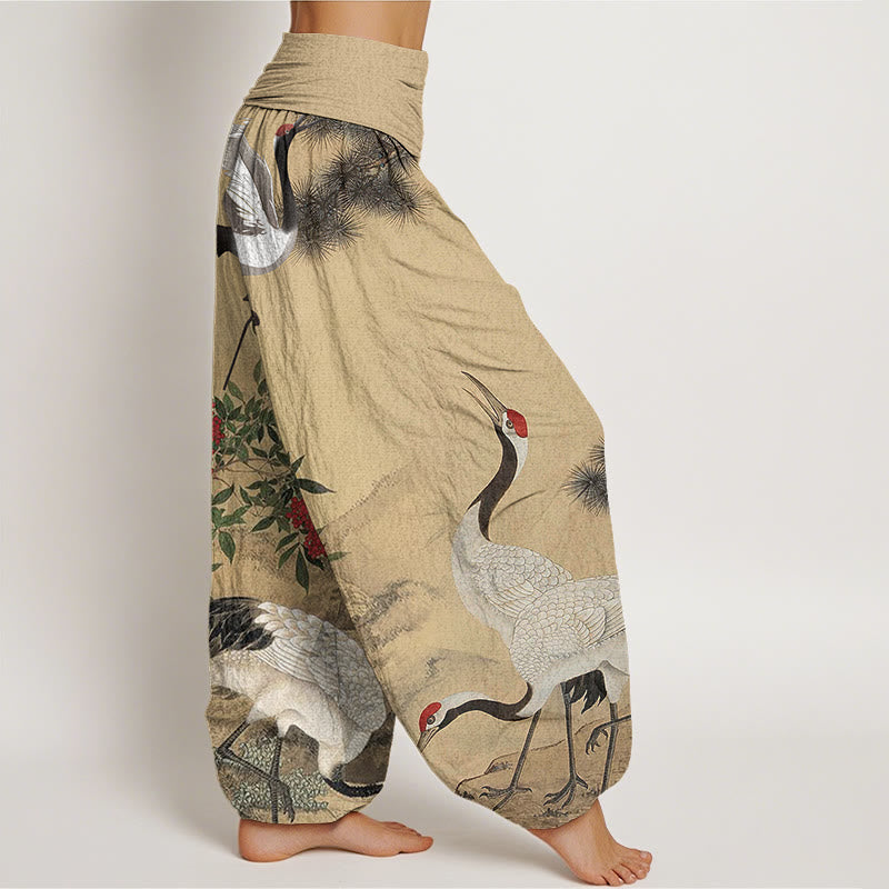 Buddha Stonesカジュアルタンチョウヅル松山レディース伸縮性ウエストハーレムパンツ - image 2