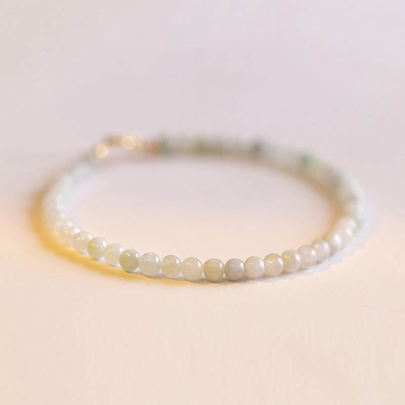 Buddha Stones2mm 翡翠 極薄ビーズ 14K 金メッキ 銅製 幸運のブレスレット