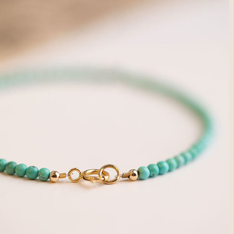 Buddha Stones2mm ターコイズ 極薄ビーズ 14K ゴールドメッキ 銅製 ウィズダムブレスレット