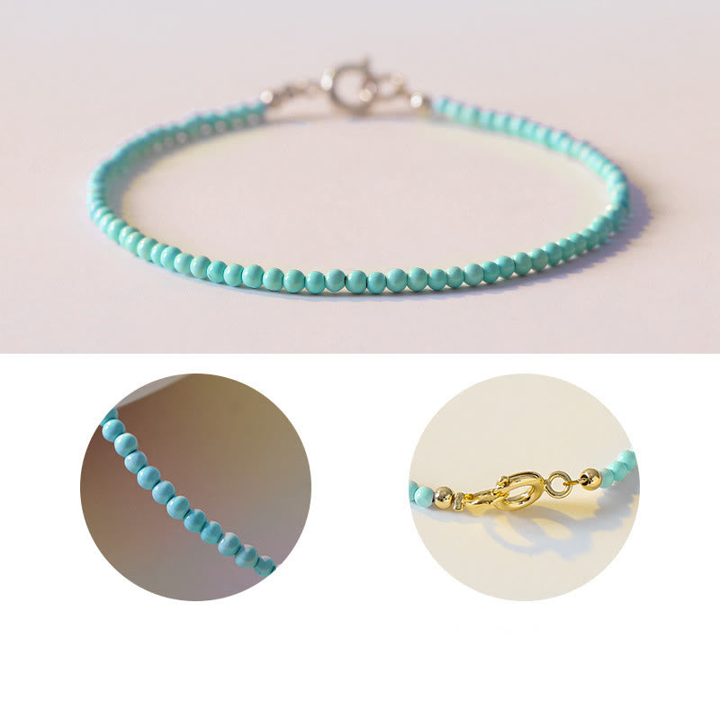 Buddha Stones2mm ターコイズ 極薄ビーズ 14K ゴールドメッキ 銅製 ウィズダムブレスレット