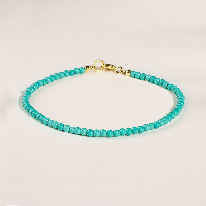 Buddha Stones2mm ターコイズ 極薄ビーズ 14K ゴールドメッキ 銅製 ウィズダムブレスレット