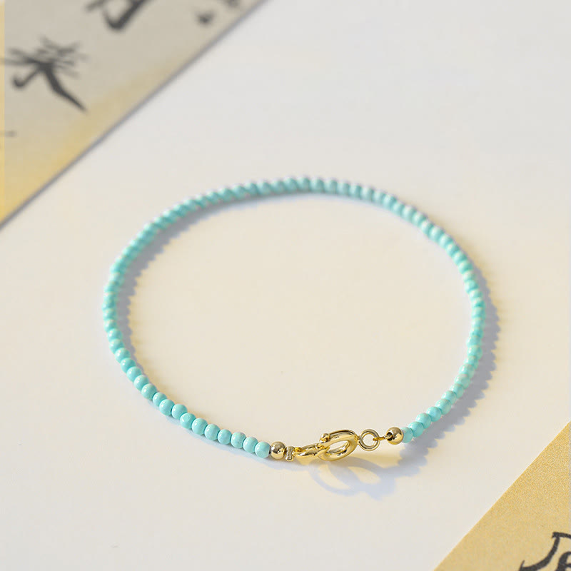 Buddha Stones2mm ターコイズ 極薄ビーズ 14K ゴールドメッキ 銅製 ウィズダムブレスレット