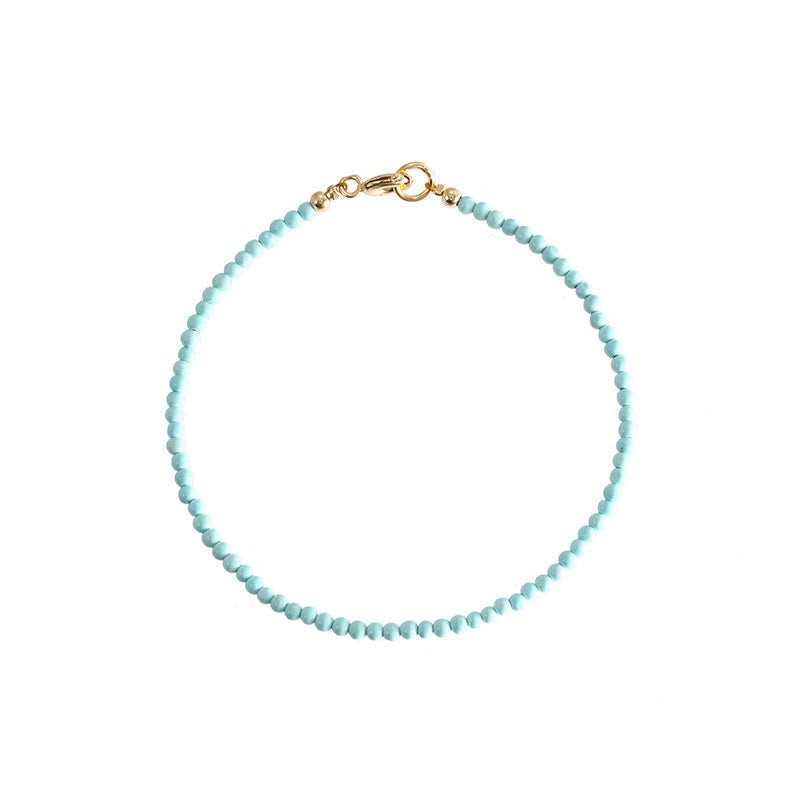 Buddha Stones2mm ターコイズ 極薄ビーズ 14K ゴールドメッキ 銅製 ウィズダムブレスレット