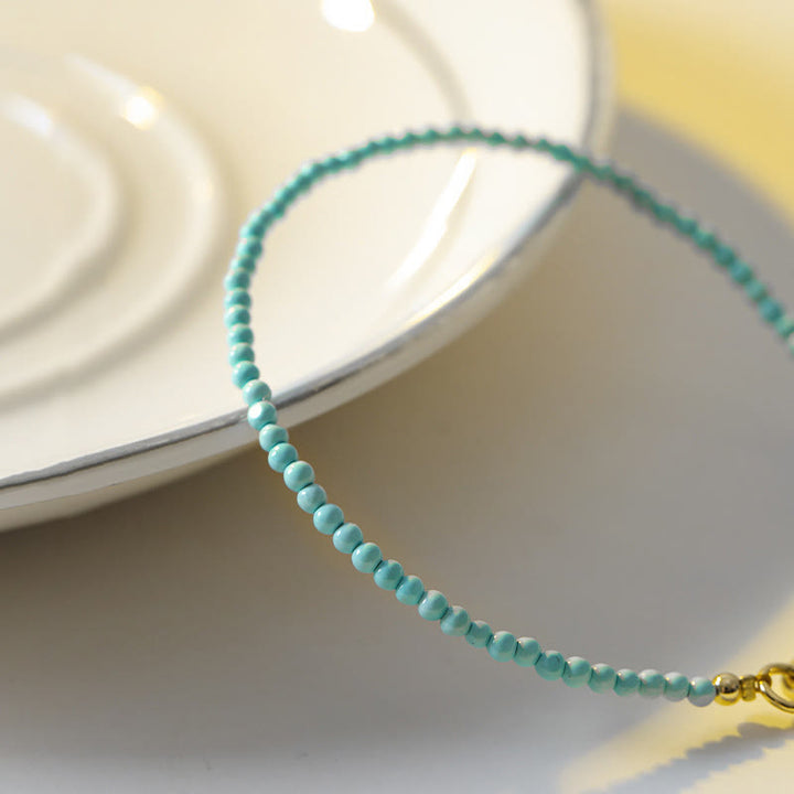 Buddha Stones2mm ターコイズ 極薄ビーズ 14K ゴールドメッキ 銅製 ウィズダムブレスレット