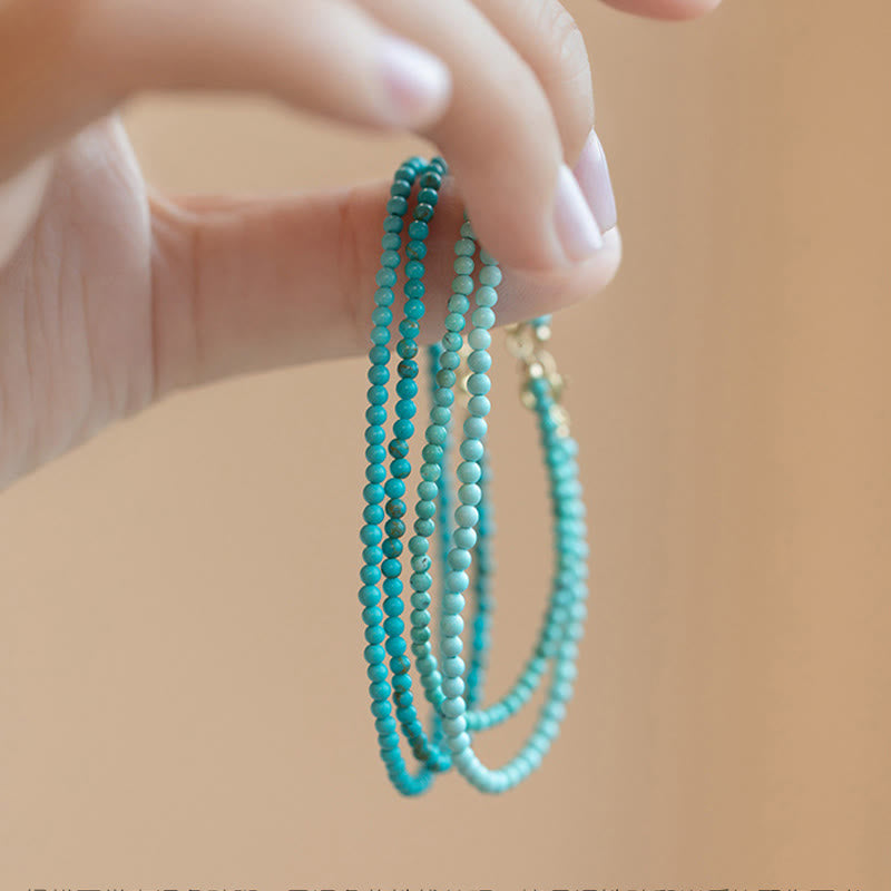 Buddha Stones2mm ターコイズ 極薄ビーズ 14K ゴールドメッキ 銅製 ウィズダムブレスレット